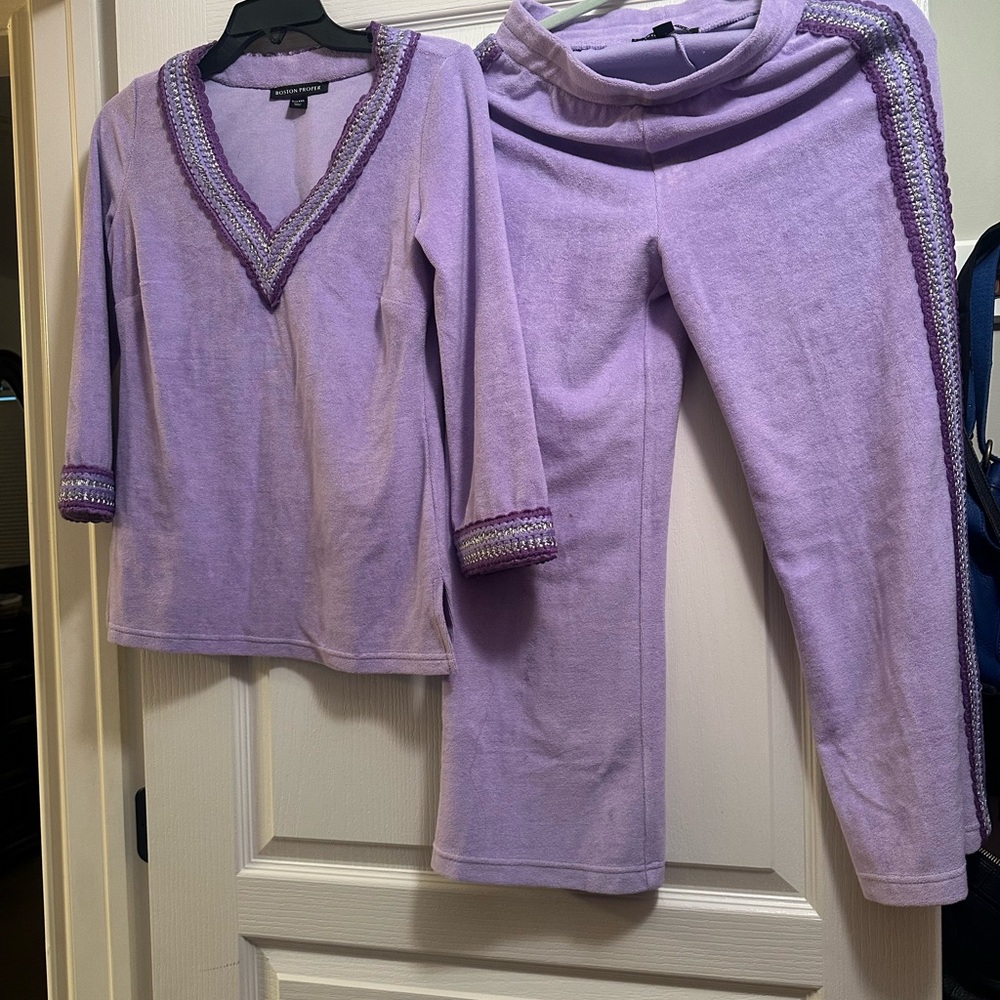 Boston Proper Lavender Terry Two-Piece Set - Picture 9 of 11